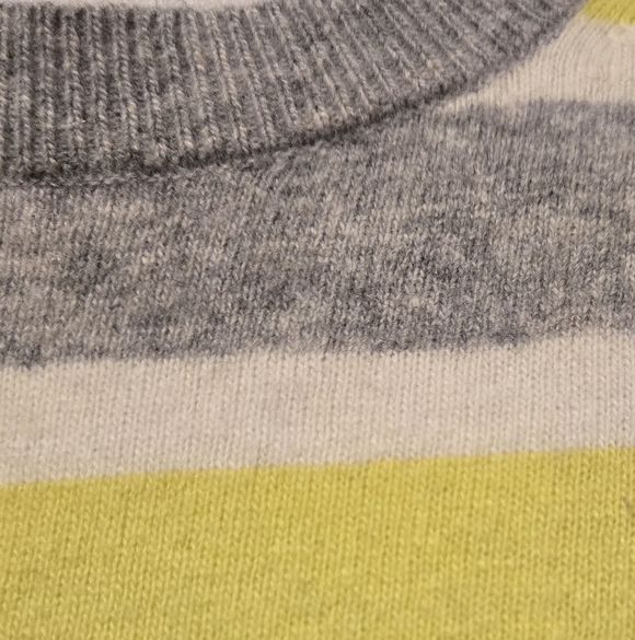 Banana Republic Yellow Gray White Wool Blend Stripe Crewneck Lightweight Sweater - Picture 5 of 7